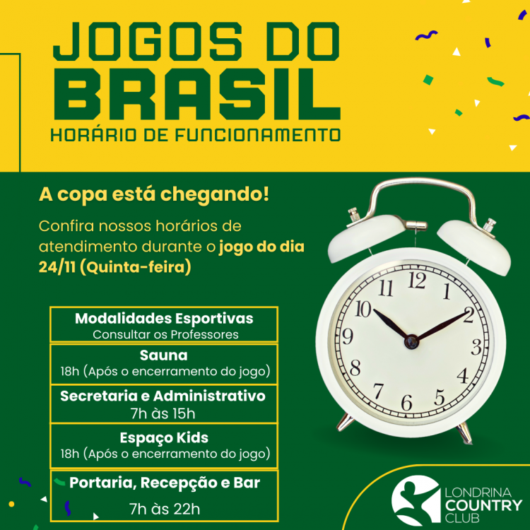 Post instagram horário de funcionamento copa simples verde e amarelo (2)